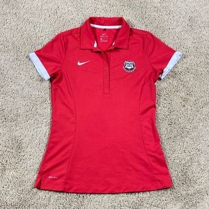 Nike Georgia Bulldogs Polo Shirt Womens Medium Red White Embroidered Football